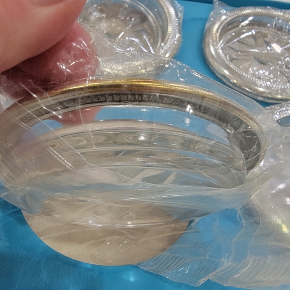 Birks Vintage Coasters Set of 4 in Original Box Glass & Silver Plate / Ashtrays - Picture 12 of 16